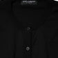 Black Wool Knit Round Neck Cardigan Sweater