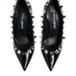 Black Crystals Studs Stiletto Pumps Shoes