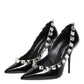 Black Crystals Studs Stiletto Pumps Shoes