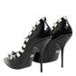 Black Crystals Studs Stiletto Pumps Shoes