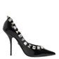 Black Crystals Studs Stiletto Pumps Shoes