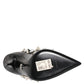 Black Crystals Studs Stiletto Pumps Shoes