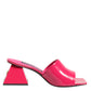 Pink Open Toe Block Heel Mules Sandals Shoes