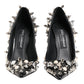 Black Crystals Studs Stiletto Pumps Shoes