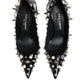 Black Crystals Studs Stiletto Pumps Shoes