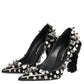 Black Crystals Studs Stiletto Pumps Shoes