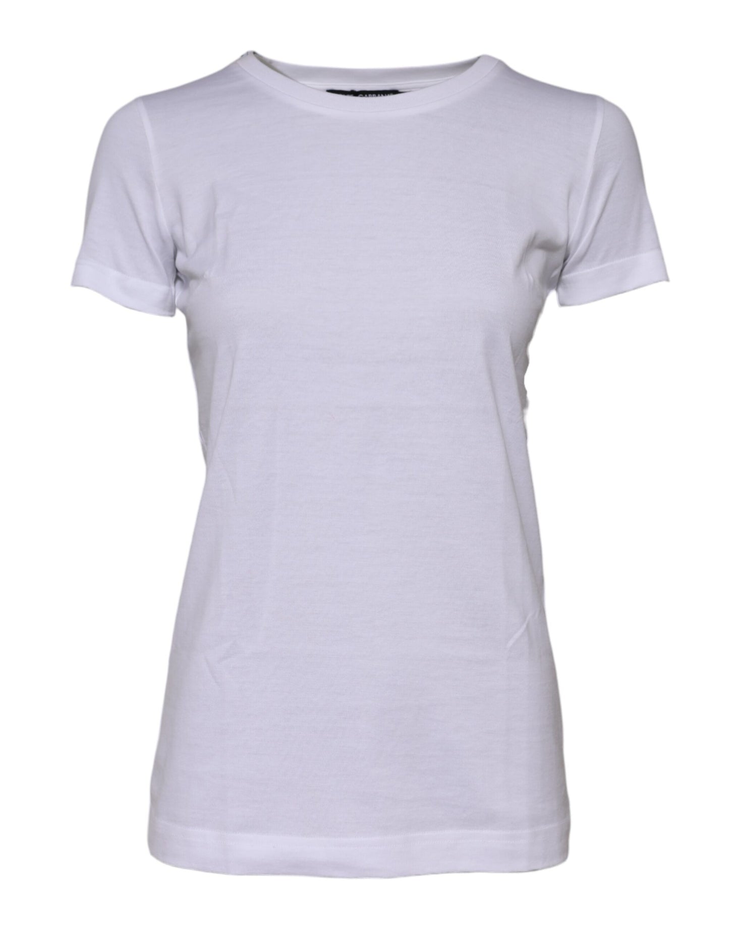 White Cotton Crew Neck Short Sleeves T-shirt