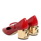 Red Leather DG Logo Heels Sandals Shoes