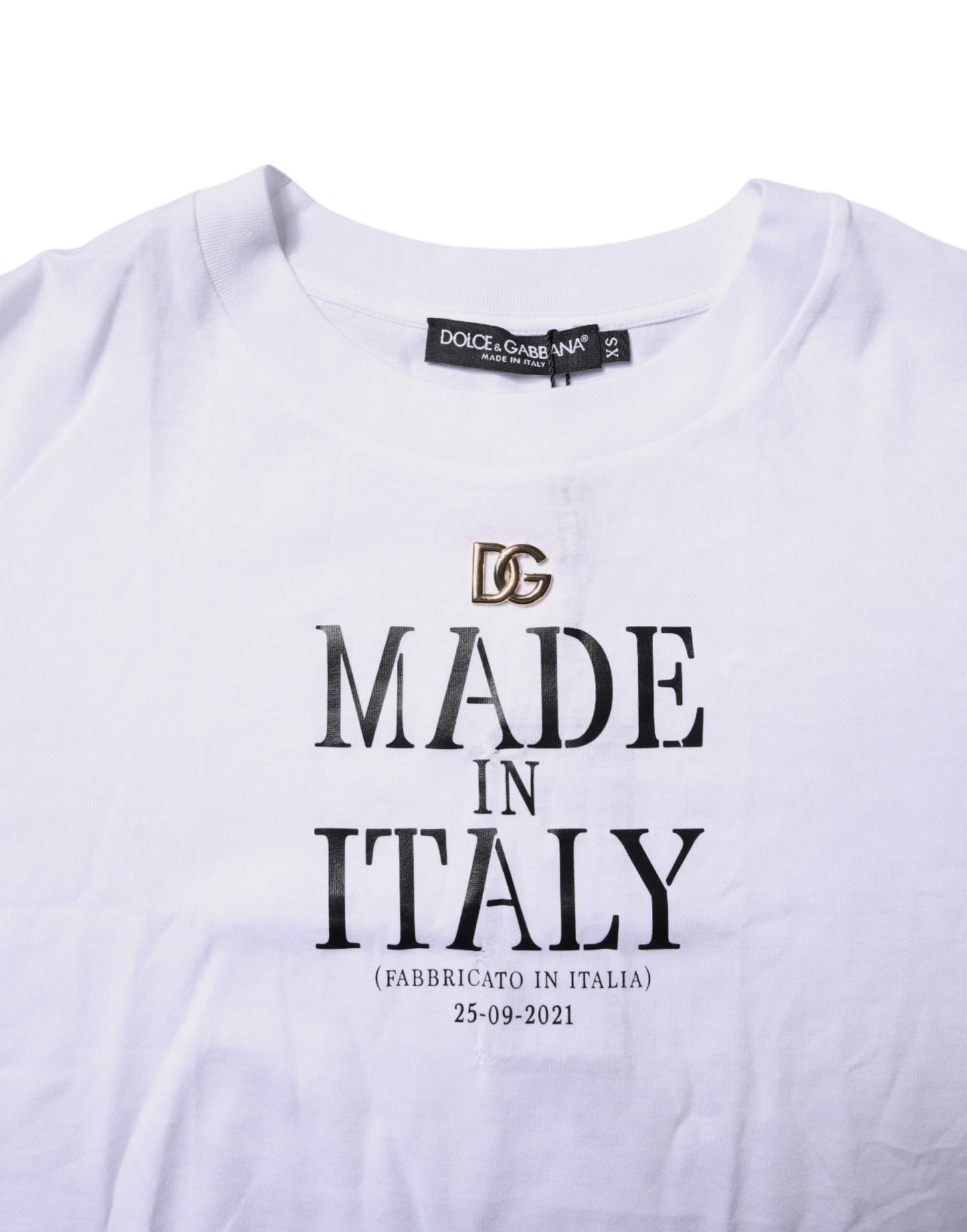 White Short Sleeves DG Logo Print Top T-shirt