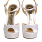 White Satin Platform Heels Sandals Shoes