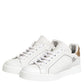 White Gold Leather Low Top Sneakers Shoes