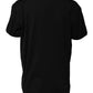 Black Cotton Goodluck Tee Crew Neck T-shirt