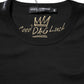 Black Cotton Goodluck Tee Crew Neck T-shirt