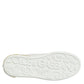 White Yellow Leather Low Top Sneakers Shoes