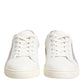 White Pink Leather Low Top Sneakers Shoes