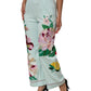 Green Floral Garterized Straight Pajama Pants