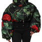 Multicolor Floral Puffer Coat Full Zip Jacket