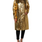 Gold Hooded Long Sleeves Trench Coat Jacket