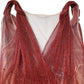 Burgundy Mesh Sleeveless Midi A-line Dress