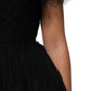 Black Crystal Embellished Midi A-line Dress