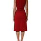 Red Viscose Stretch Slit Sheath Midi Dress