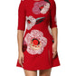 Red Lace Floral Applique A-line Mini Dress