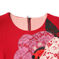 Red Lace Floral Applique A-line Mini Dress