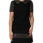 Black Crystal Embellished Collared Mini Dress