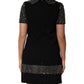 Black Crystal Embellished Collared Mini Dress
