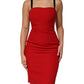 Red Stretch Bodycon Sheath Knee Length Dress