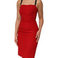 Red Stretch Bodycon Sheath Knee Length Dress