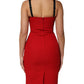 Red Stretch Bodycon Sheath Knee Length Dress