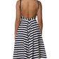 Blue White Striped Embroidered A-line Dress