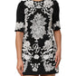 Black Lace Trim Short Sleeves A-line Dress