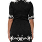 Black Lace Trim Short Sleeves A-line Dress