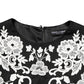 Black Lace Trim Short Sleeves A-line Dress