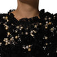 Black Viscose Pearl Embellishment Shift Dress