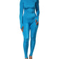 Blue Nylon Crew Neck Bodycon Jumpsuit Dress