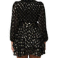 Black Gold Polka Dot Silk Brocade Mini Dress