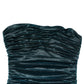 Green Silk Satin Fitted Strapless Dress