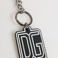 Black White DG Rubber Logo Silver Men Keychain Keyring