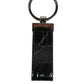Black Leather Logo Metal Ring Keychain Holder Men Keyring