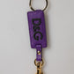 Purple DG Logo Leather Gold Tone Metal Keyring Keychain