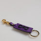 Purple DG Logo Leather Gold Tone Metal Keyring Keychain