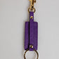 Purple DG Logo Leather Gold Tone Metal Keyring Keychain