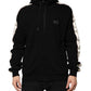 Black Cotton Plaque Track Cardigan Sweater