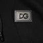 Black Cotton Plaque Track Cardigan Sweater