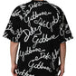Black Logo Print Cotton Crew Neck T-shirt