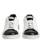 White Black Leather Portofino Sneaker Shoes