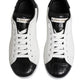 White Black Leather Portofino Sneaker Shoes